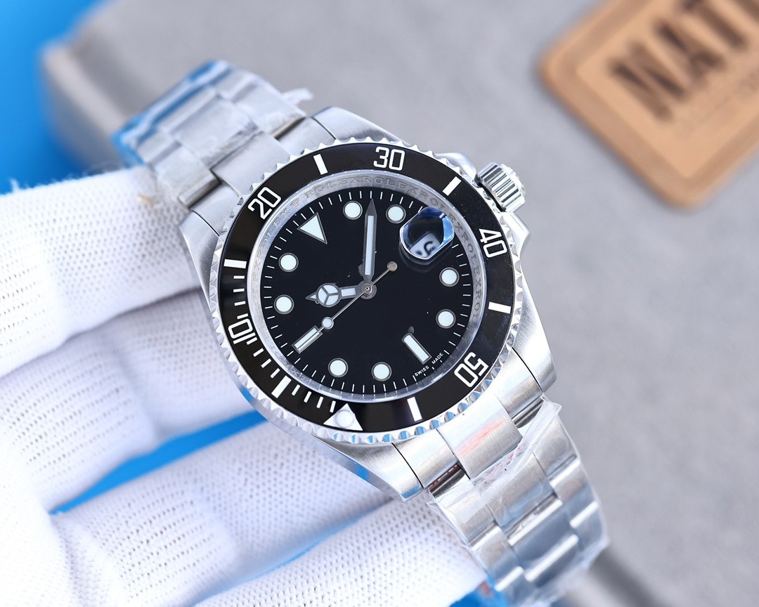 

with original box Movement Mens Watches 40mm Automatic Mechanical Watch Full Stainless Steel sliding clasp green Ceramic Sapphire WristWatches Super luminous, Colour 2