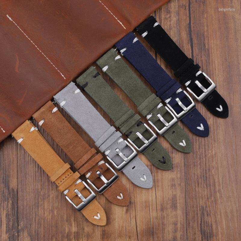 

Watch Bands High Quality Suede Leather Strap 18mm 20mm 22mm 24mm Men's Band Brown Coffee Colors Quick Release Accessories Deli22