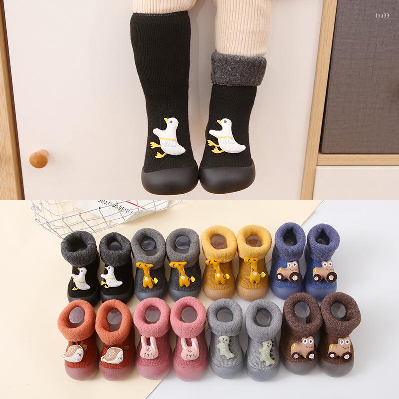 

First Walkers Autumn And Winter Cashmere Thickened Baby Toddler Shoes Warm Cartoon Cute Infant Anti-slip Rubber Sole Soft-soled Floor, C6
