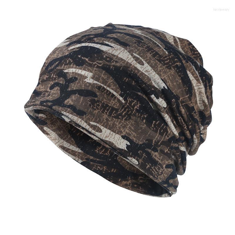 

Berets 2023 Cotton Autumn Winter Skullies Cap Beanie Hat Camouflage Print Turban Scarf Dual Use For Men And Women 50, Blue