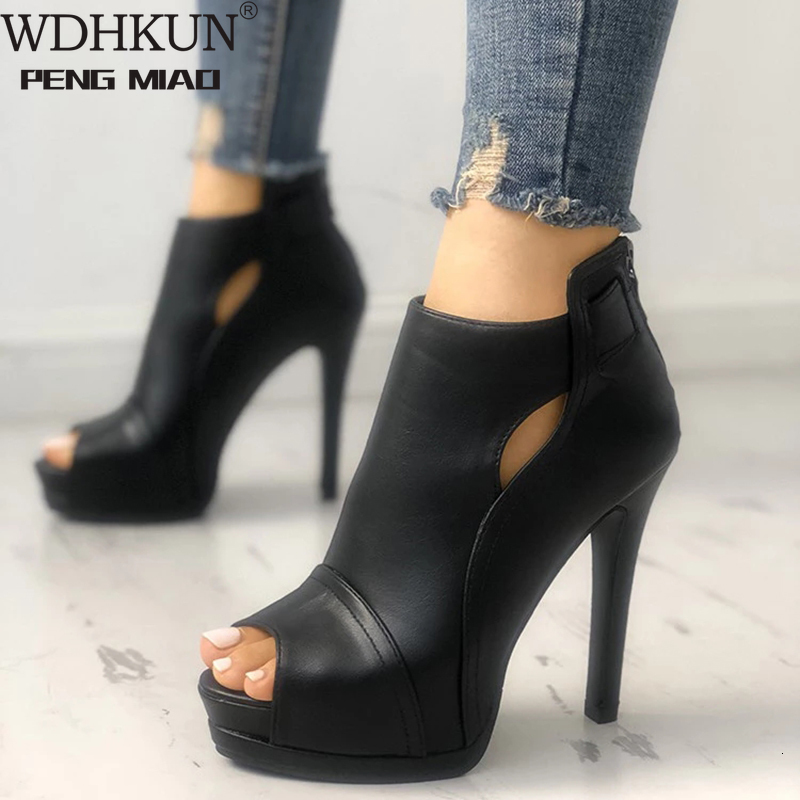 

Dress Shoes 11cm Women Pumps Spring Fall Office Shoes Breathable Hollow Out Square Heel Boots Woman Platform Heels Party Wedding Shoes 230203, Black
