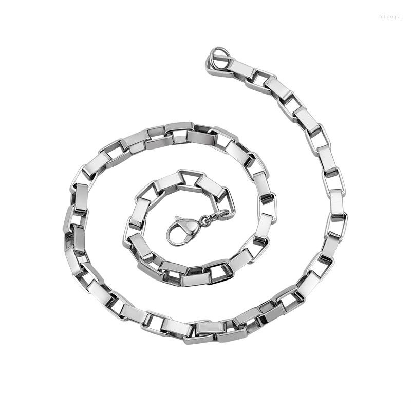 

Chains Simple Fashion Necklaces Stainless Steel Square Box Shape Chain Sweater Necklace For Women And Men Party Jewelry
