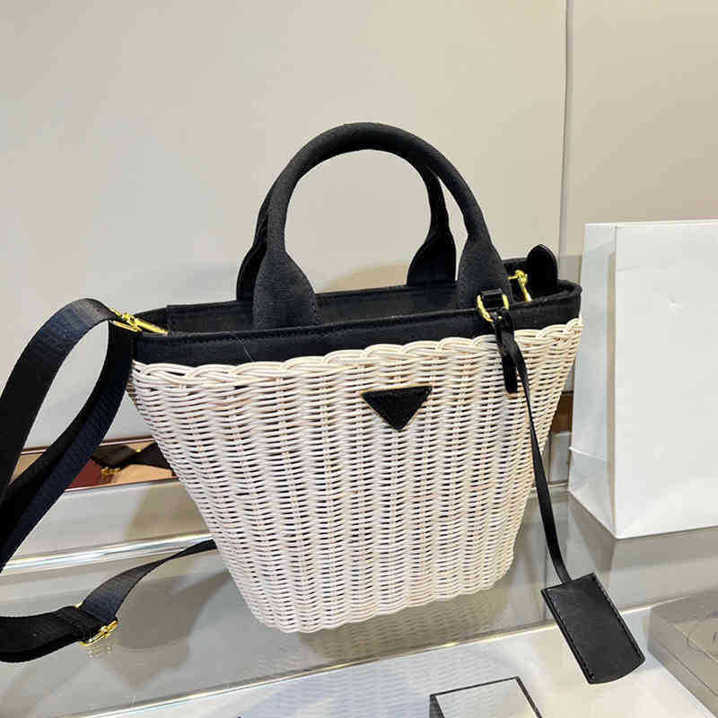 

Pbag Triangle logo Hot Shopping Bags Shoulder Weaving Summer Bucket For Women Fashion Designer Handbags Famous Brands Shoppers Tote Purses 0506, Pra050602
