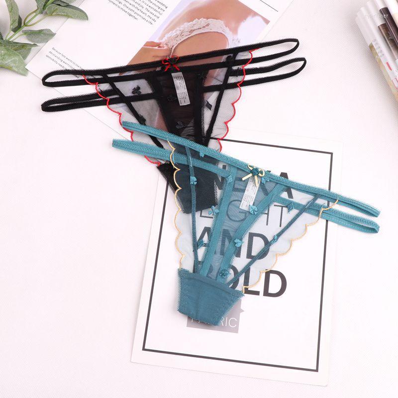 

Women's Panties Sexy Women Low-Rise Bandage Lace Mesh Transparent G-string Thongs Bikini Briefs Seamless Underwear, Black