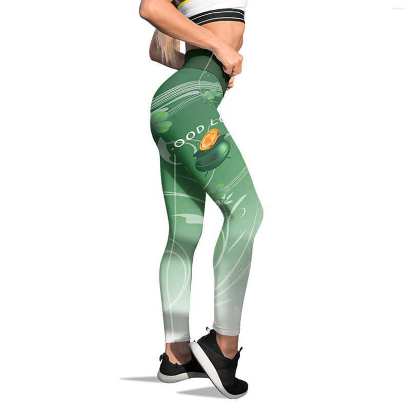 

Active Pants Seamless Leggings Paddystripes For Yoga Print Skinny Pilates Good Luck Green Running Petite Women 3x