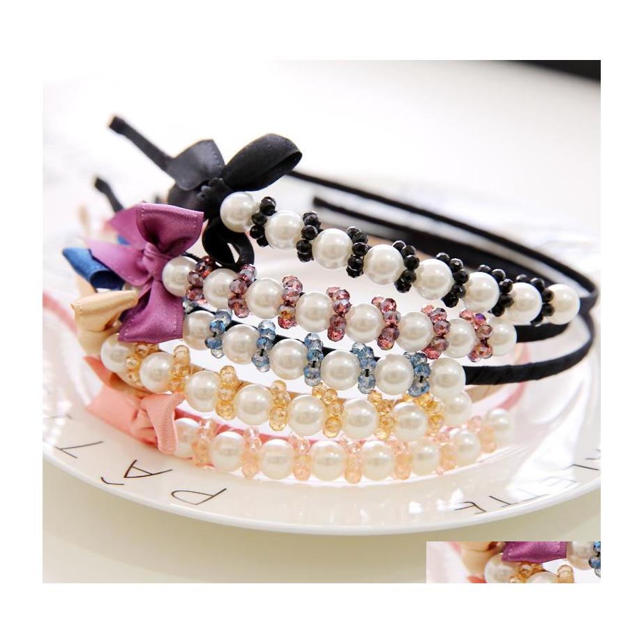 

Headbands Gift Pearl Crystal Winding Hair Trim Headband Hoop Tg050 Mix Order 30 Pieces A Lot C3 Drop Delivery Jewelry Dh45T