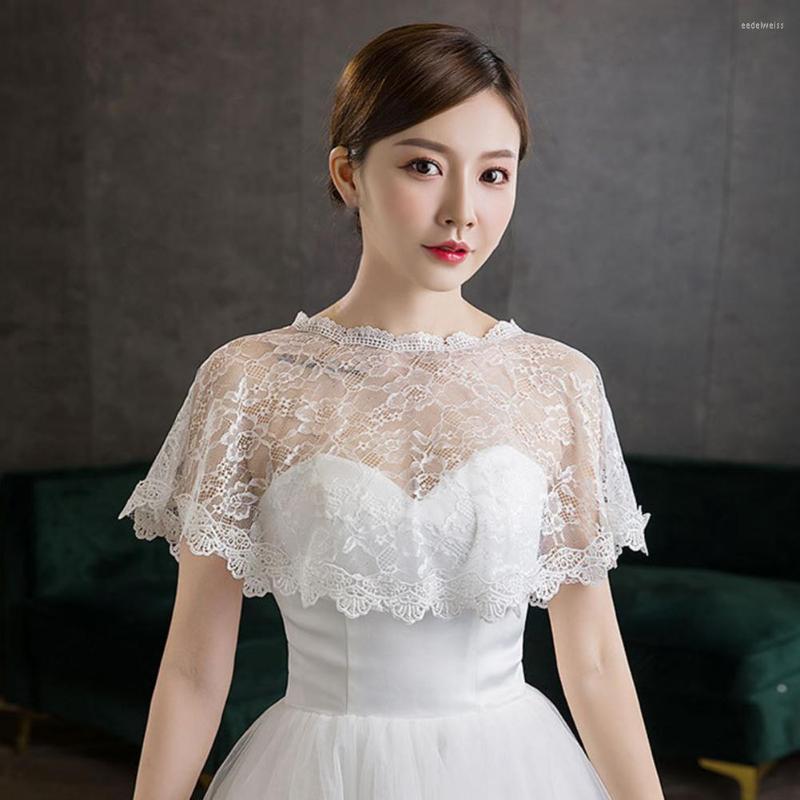 

Scarves Women Lace Wrap Hollow Out Pure Color Shawl Bridal Off-shoulder Dress For Party Cape