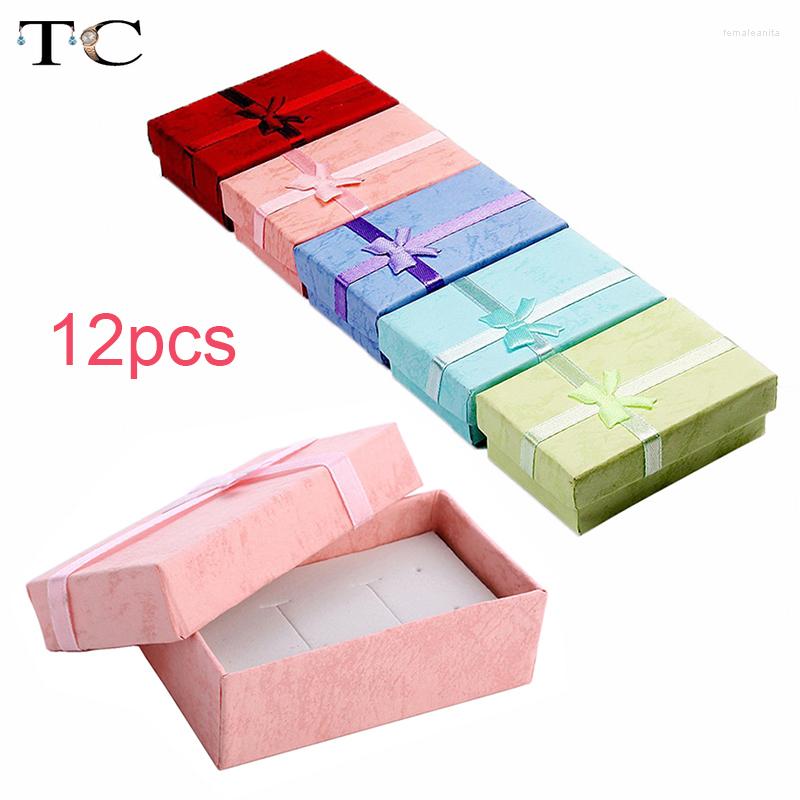 

Jewelry Pouches 12pcs/lot Assorted Colors Ring Necklace Set Box Trinket Case Earrings Holder 5 8 Packaging Gift