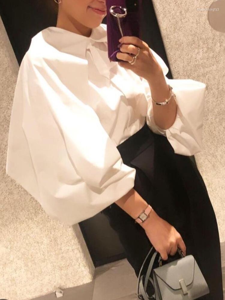 

Women' Blouses Loose Long Sleve Shirts Round Neck Chic Blusas Mujer Vintage Court Style Shirt Tops Spring Clothes Women, Black