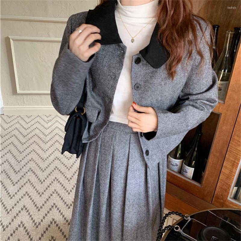 

Work Dresses Alien Kitty French Women Two Pieces Suits Vintage Slim High Street Blazers Spring Chic Long Skirts Casual Office Wear Lady Sets, Grey