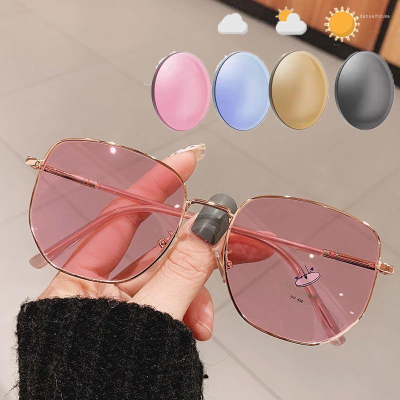 

Sunglasses Unisex Pochromic Myopia Glasses High Quality Metal Square Frame Nearsighted Eyeglass Women Full Diopter With 0 To -6.0