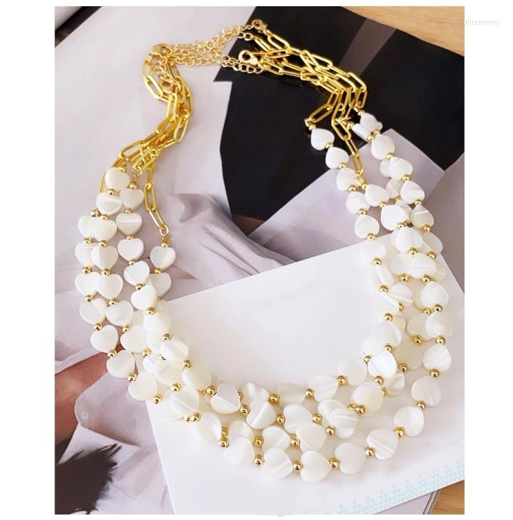 

Choker Mother Of Pearl Shell Heart Chain Necklace For Women