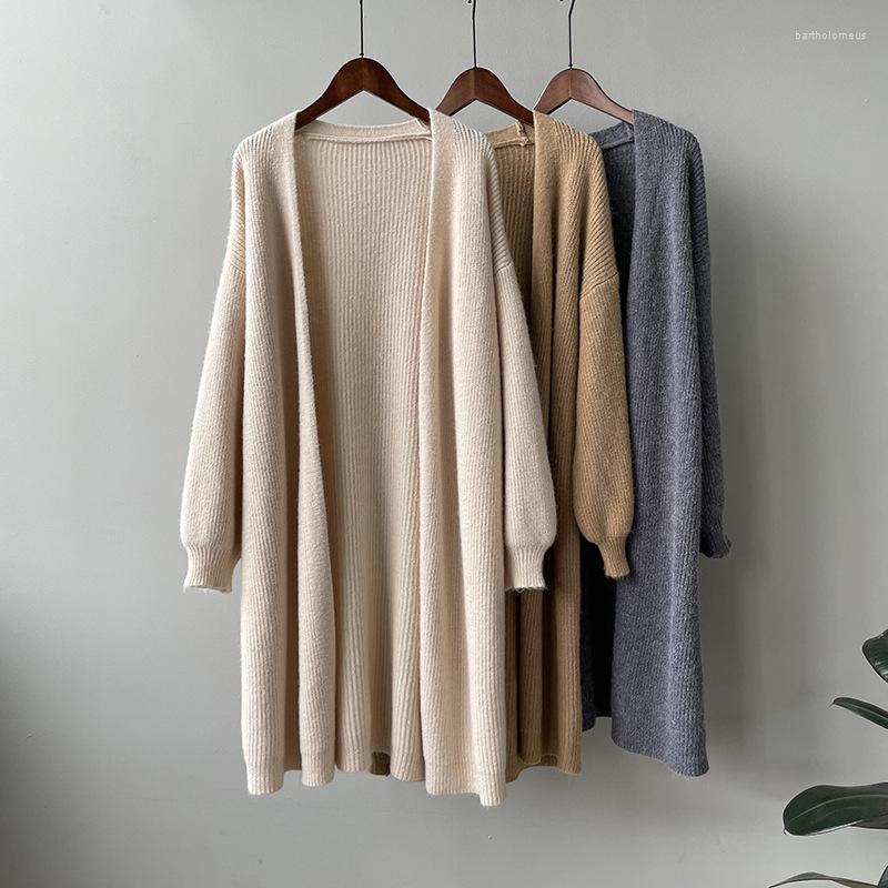 

Women's Knits 2023 Autumn Women's Knitted Cardigan Coat Korean Version Relaxed Mid Length Slouchy Sweater, Khaki