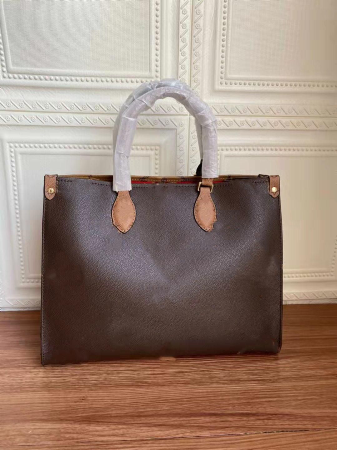

2022 laohuatuote bag color matching shopping bag double-sided handbag medium Single Shoulder Messenger Tote Handbag women's b KnVKK, Brown