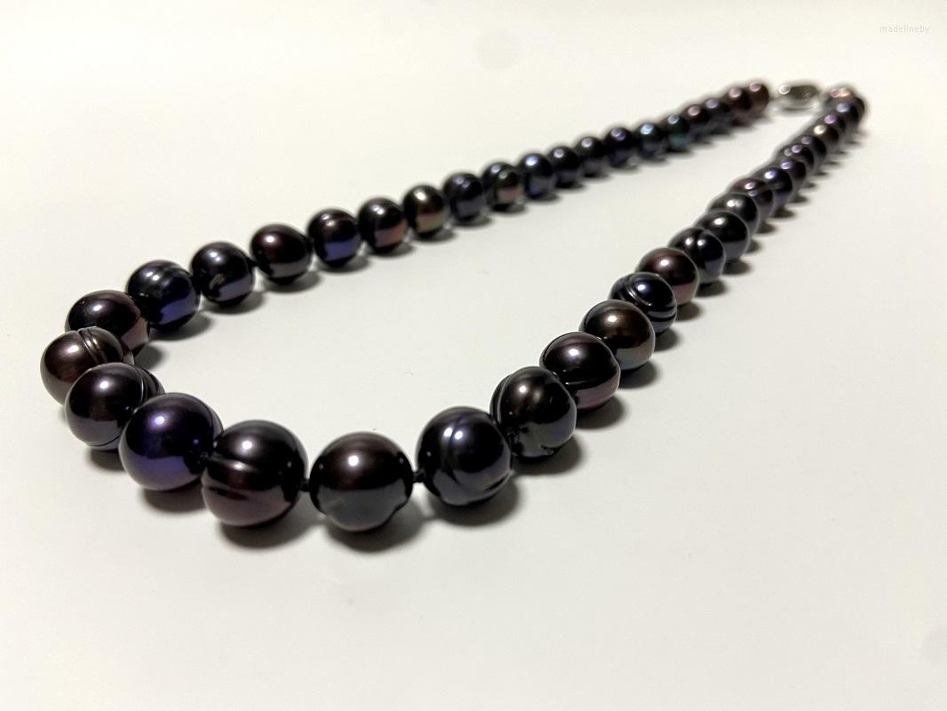

Chains Elegant 10-11mm Genuine Black Pearl Necklace Less Flaw Fine Party Jewelry Free Clasp