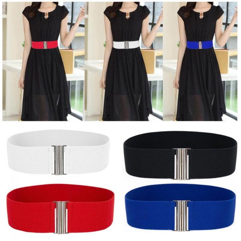 

Belts 1PC Fashion Womens Silver Buckle Wide Stretch Elastic Corset Waist Waistband, Red