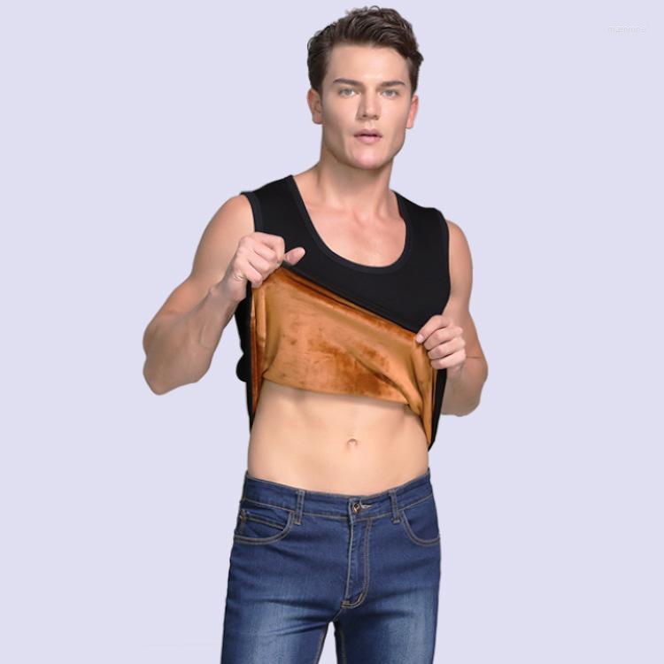 

Men's Tank Tops Men Velvet Vest Warm Thick Cold-resistant Winter Seemless O-Neck Cotton, Deep gray 1