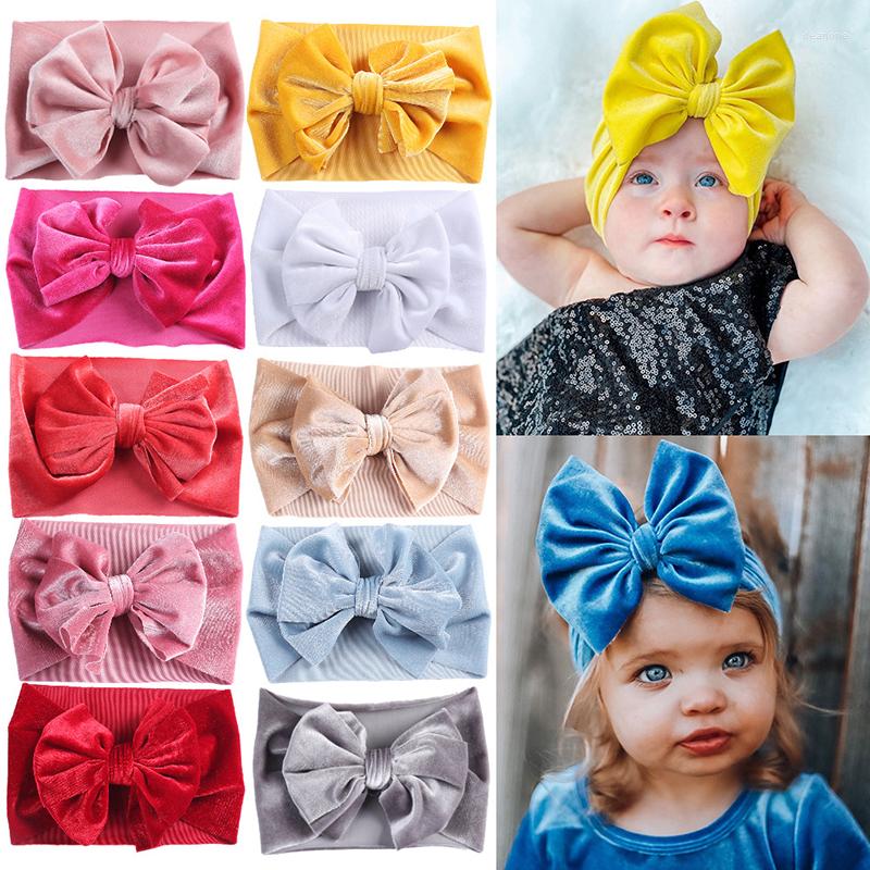 

Hair Accessories Cute Big Bowknot Baby Girl Headband Velvet Solid Turban Soft Born Band Headwear Head Wrap Kids Gifts, Style 4 yellow