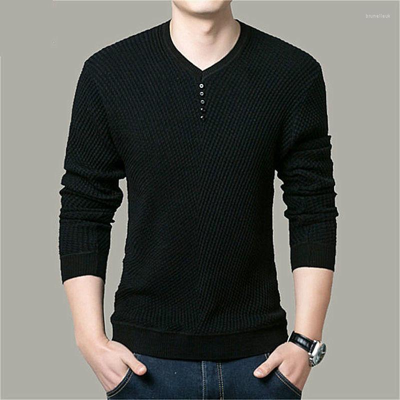 

Men's Sweaters 2023 Autumn Winter Fashion V-neck Pullover Men Casual Loose Male Sweater Long Sleeved Knitting Shirt Man, Black