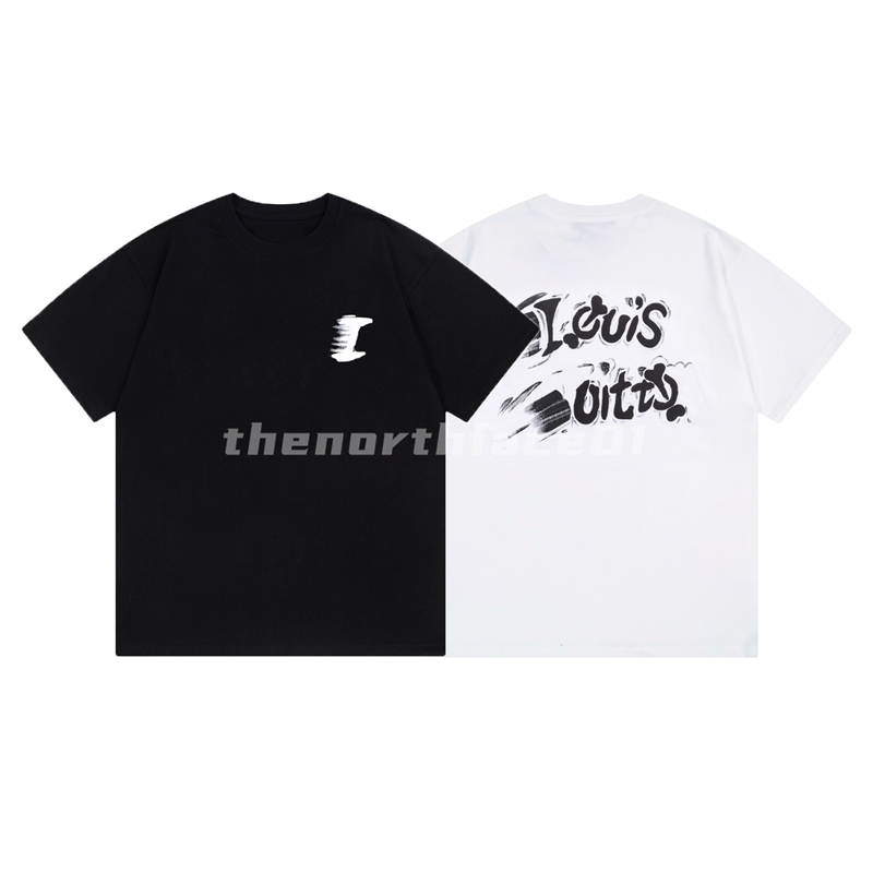 

Design Luxury Mens T Shirt Fashion Hand-painted Graffiti Letter Print Round Neck Short Sleeve Summer Loose T-shirt Top Black White