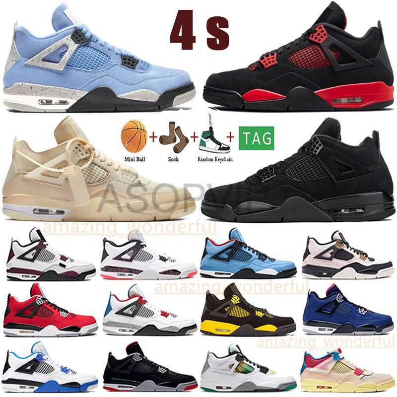 

2023 University Blue Jumpman 4 4s mens Basketball Shoes white guava ice oreo sail noir metallic purple black cat bred shimmer cactus jack AMCP, Of-black red