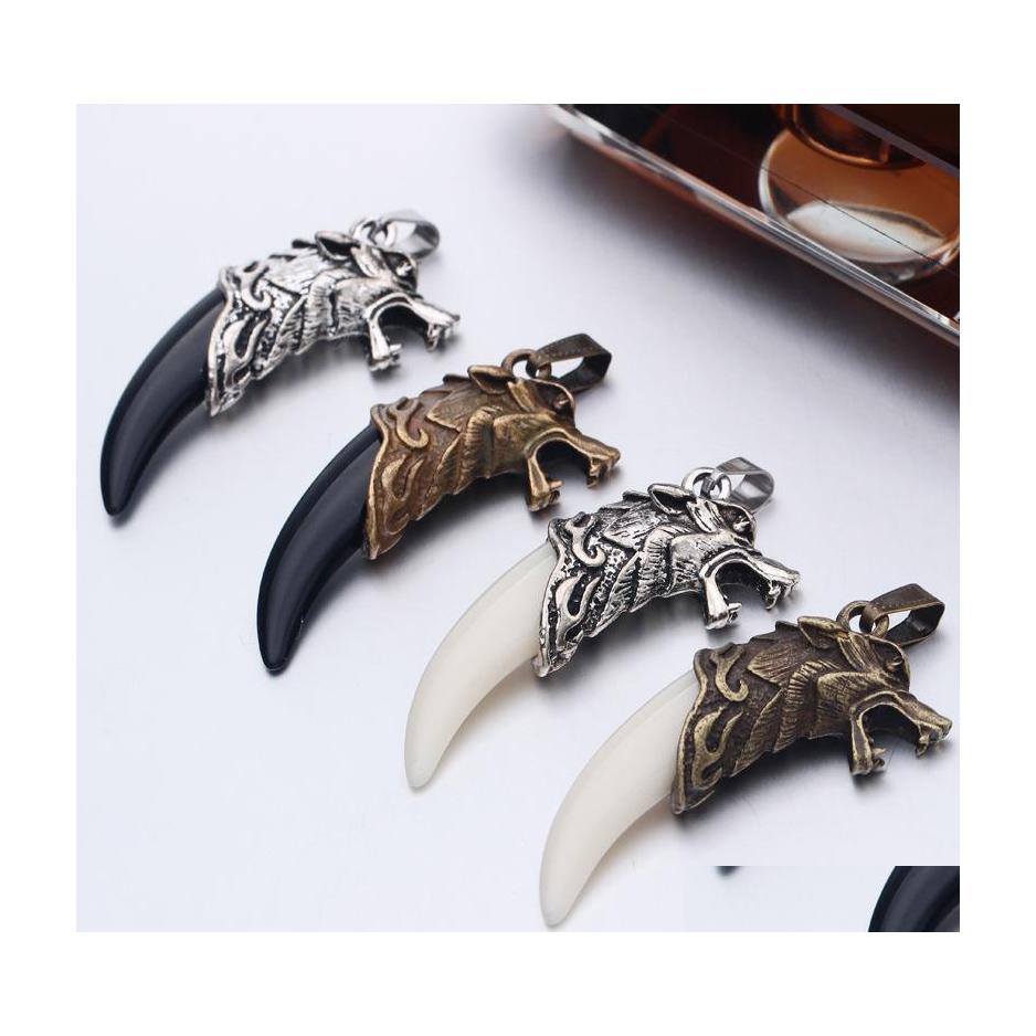 

Pendant Necklaces Pendants Mens Antique Sier Tribal White Stark Wolf Fang Tooth Boho Outdoor Men Drop Delivery Jewelry Dhopw