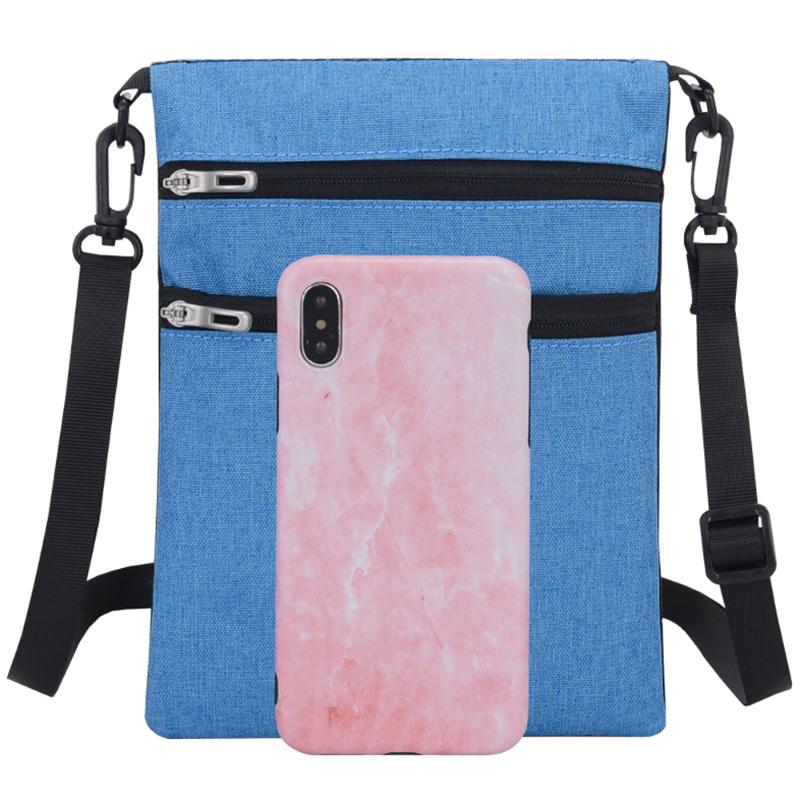 

Outdoor Bags Travel Neck Bag One Shoulder Diagonal Span Waterproof Double Fold Abroad Document Passport Mini Crossbody, Grey