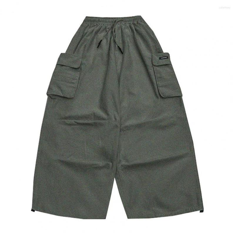

Men's Pants Male Loose Mid Rise Cropped Streetwear Oversize Waist For Sports, Black