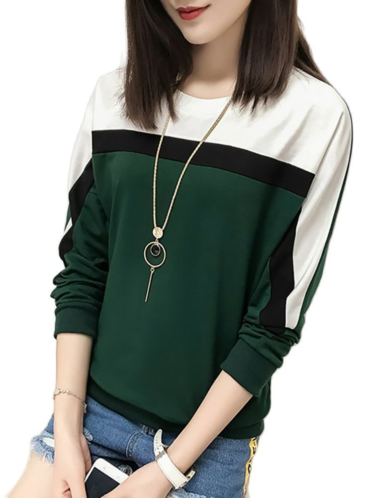 

Women's T-Shirt AOSSVIAO Autumn Winter Long Sleeve T shirt Women Tops Tshirt Women T-shirt O-neck Loose Cotton Tee Shirt Femme Plus Size 230203, Green