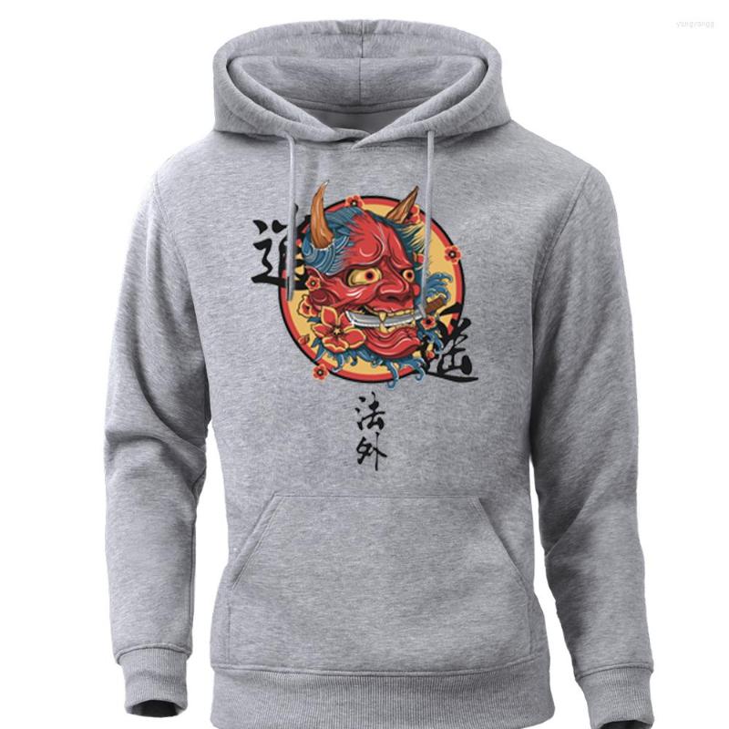 

Men' Hoodies Hooded Men Cool Hip Hop Japanese Casual Sweatshirts Streetwear Women Loose Pullover Harajuku Devil Hoodie Male, White