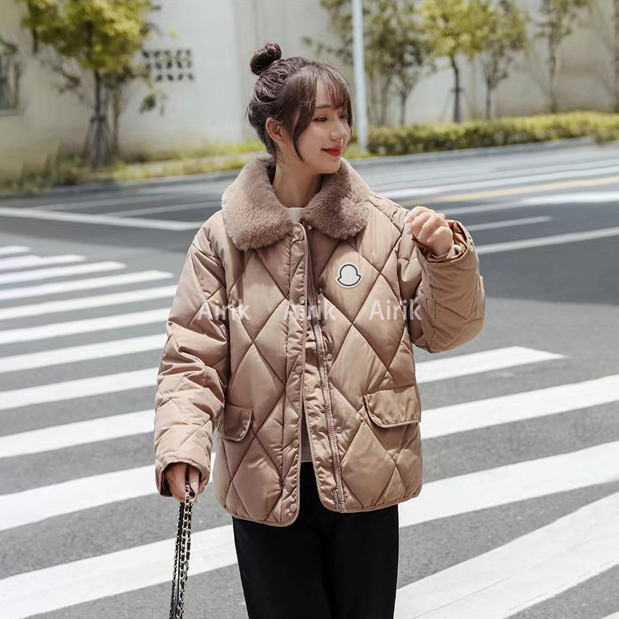 Women's down jacket winter coat parka Luxury feather women's warm short coat thickened windproof coat women's loose rhombus wool l
