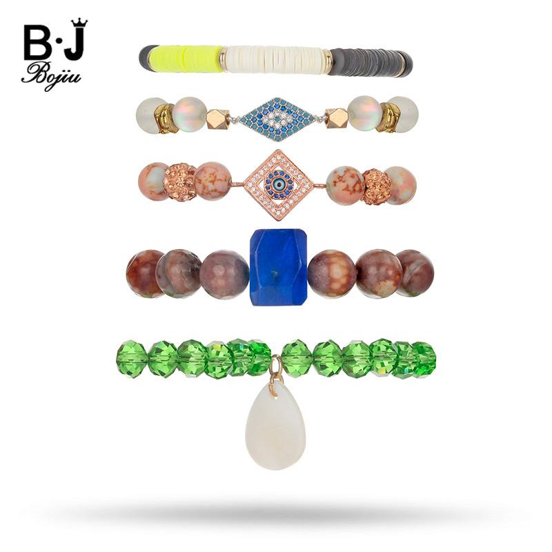 

Strand Water Drop Geometric Bracelet Sets For Women Natural Stone Plastic Crystal Casual Femme BCSET94 Beaded Strands