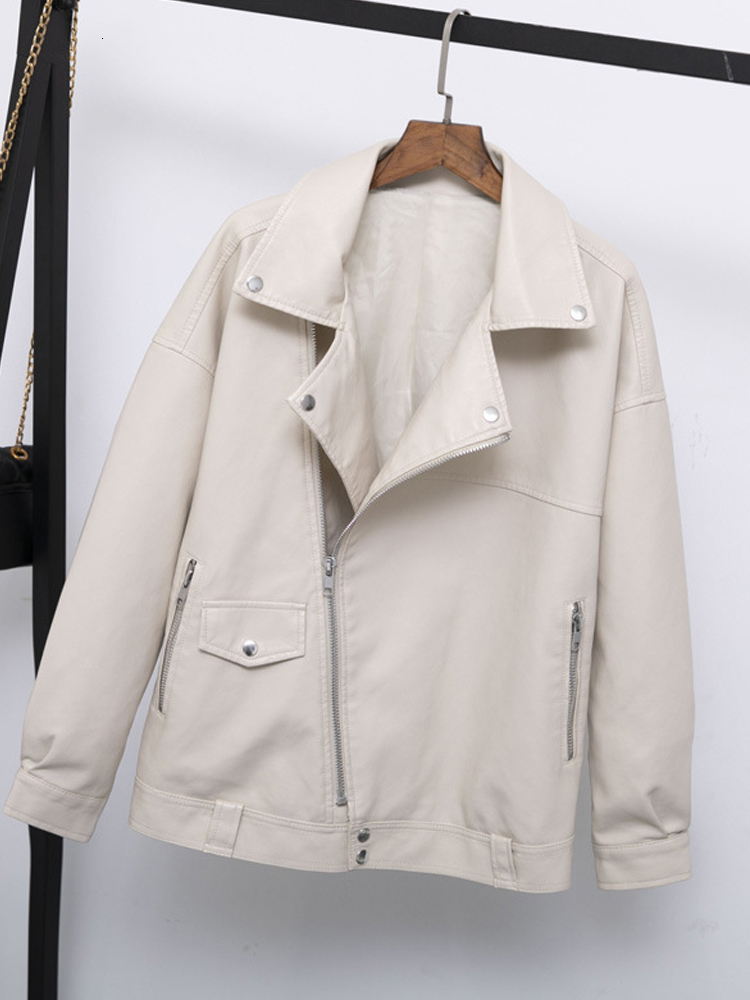 

Women's Leather Faux Fitaylor Autumn Women Jacket Casual Loose Soft Pu Motorcycle Punk Coat Female Zipper Rivet Outerwear 230202, Green