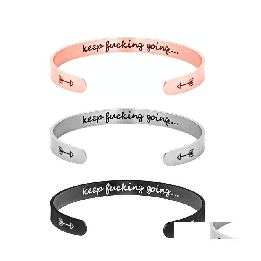 

Bangle Stainless Steel Open Cuff Bracelet Keep Ing Going Personalized Letter Initial Bracelets For Women Drop Delivery Jewelry Otgv7