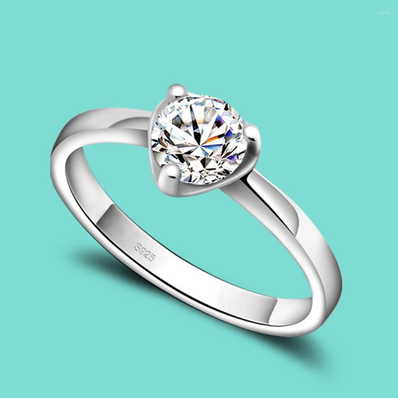 

Cluster Rings Classic Silver Zircon Ring 925 Sterling Female Delicate Do Manual Work Engagement