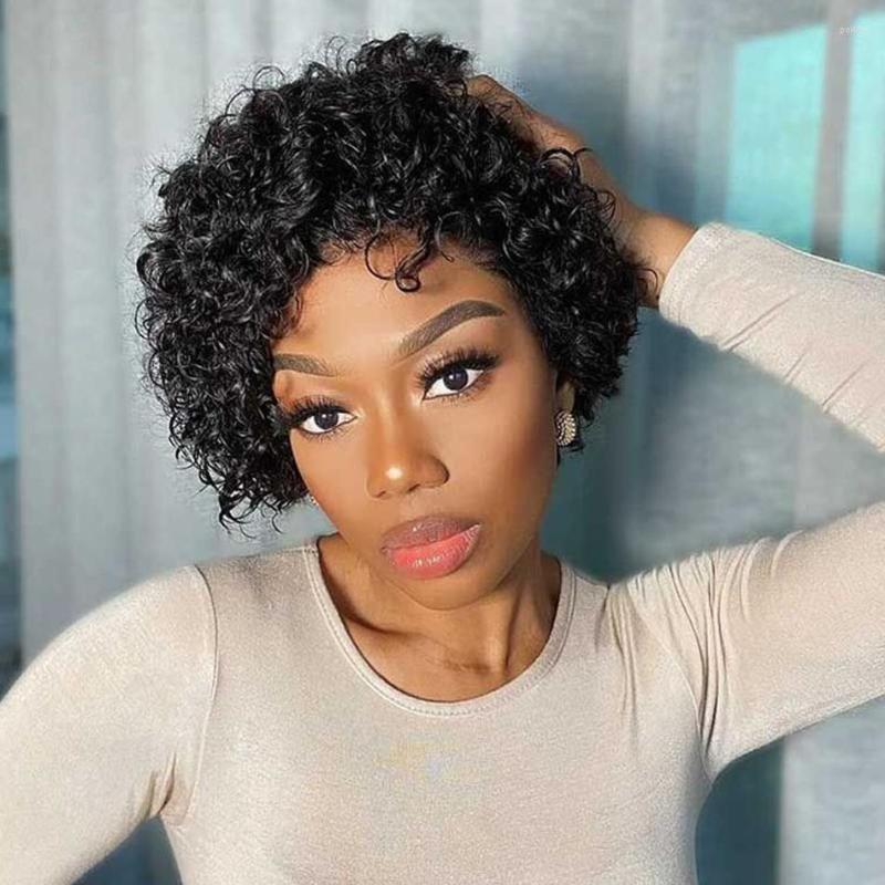 

Luvin Pixie Cut Wig Short Curly Human Hair Remy 13X2 Transparent Lace Preplucked Hairline Wigs For Women On Sale, Picture shown