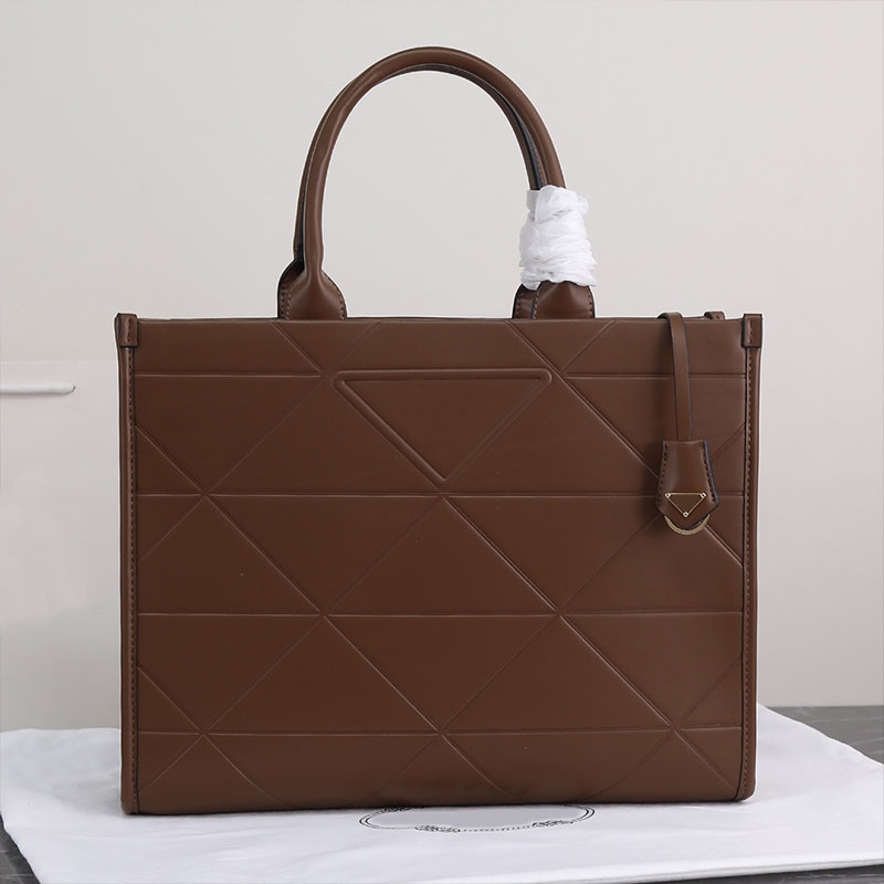 

Tote Handbag Shopping Bags Women Handbags Purse Large Capacity Bag Cowhide Leather Interior Zip Pocket Triangle pattern Fashion Letter