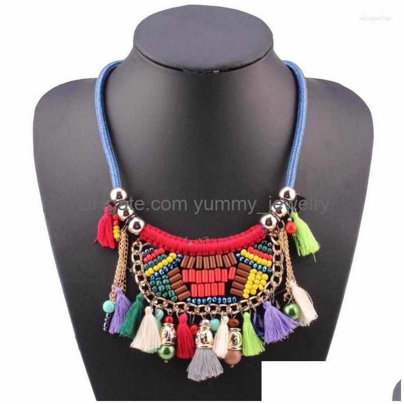 

Pendant Necklaces Cotton Tassel Gorgeous Necklace Black Chain Charm Winter Brand Statement Chunky For Women Wholesale Drop Delivery Dhxfb
