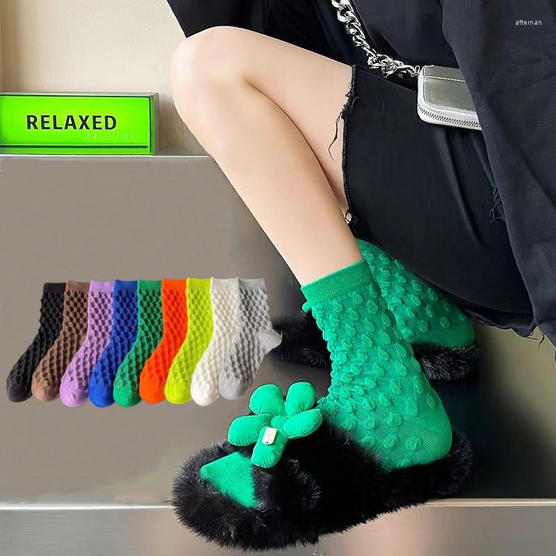 

Women Socks Candy Colors 2023 Korean Fashion Harajuku Streetwear Crew Girls Casual Solid Hip Hop Skateboard Long, White