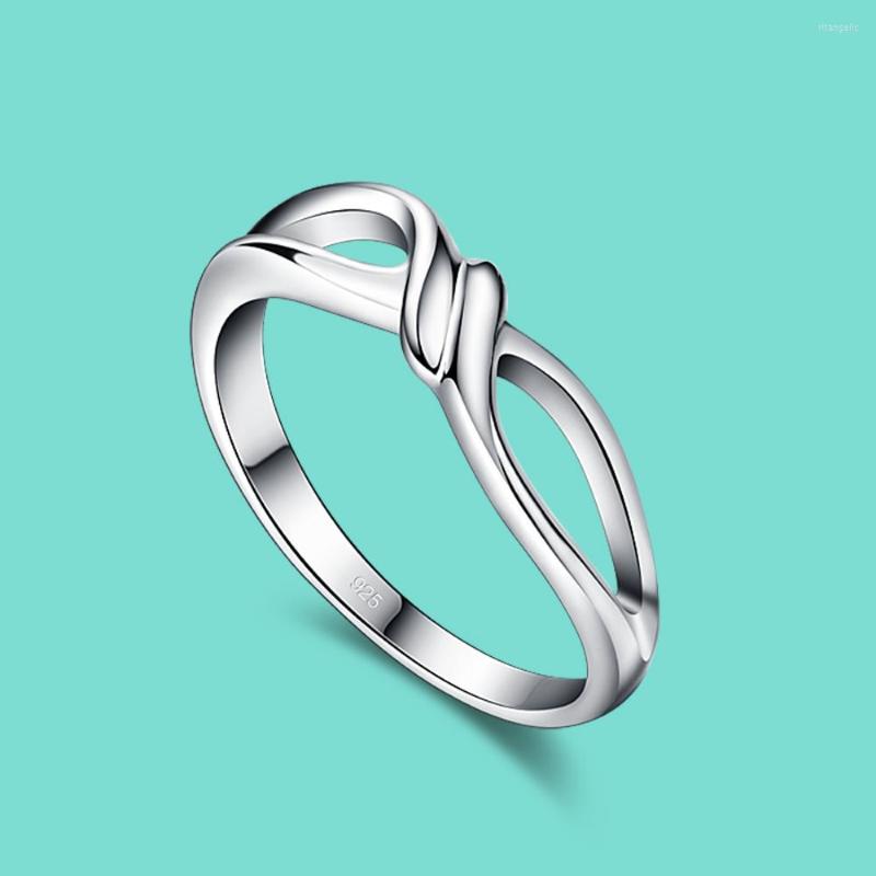 

Cluster Rings Minimalist Original 925 Silver Ring Women's OL Style Ribbon Design Solid Fine Jewelry Accessories Gift 3#-7# Size