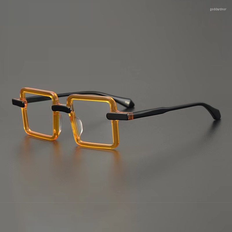 

Sunglasses Frames Classical Retro Square Clear Brown Glasses Frame For Men And Women Patchwork Style Hand Made Thicken Acetate Myopia