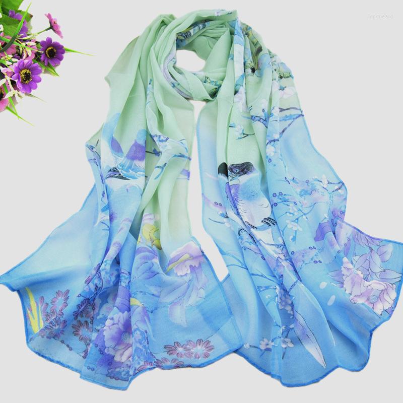 

Scarves Women Scarf Fashion Chiffon Summer Silk Shawls Wraps Female Hijabs Floral Bandana Scarfs Long Thin Stole