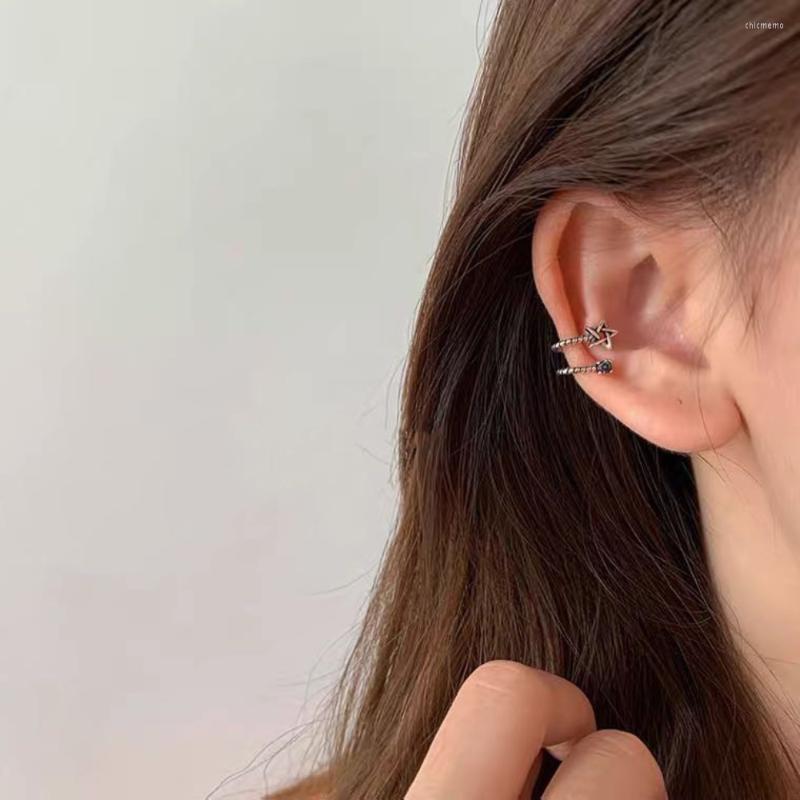 

Backs Earrings Korea's Hair Niche Design Zircon Five-pointed Star Female Ear Clip Simple Cold Wind