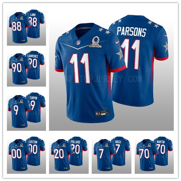 

Football Jersey Dallas''Cowboys''Men Tony Pollard #20 Trevon Diggs #7 CeeDee Lamb #88 Micah Parsons #11 Royal 2023 Pro Bowl