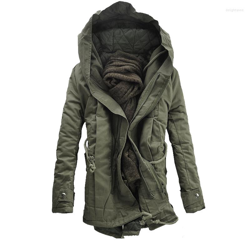 

Men's Down Winter 2023 Men Thickening Loose Medium Length Hoodie Coat Large Size Cotton Suit 471270, Khaki men jacket