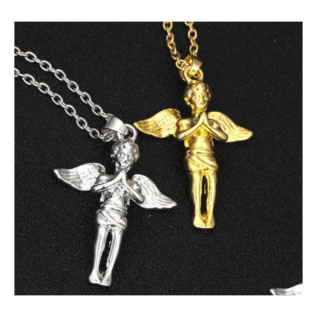 

Pendant Necklaces Pretty Angel Pendants Color Chain Hip Hop Jewelry For Men Necklace Drop Delivery Dhgc6