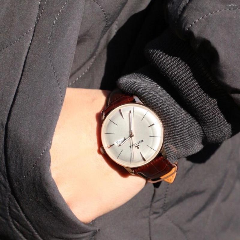 

Wristwatches Reef Tiger/RT Simple Dress Watches For Men Rose Gold Leather Strap Automatic Watch Reloj RGA8238, Rga8238-yll