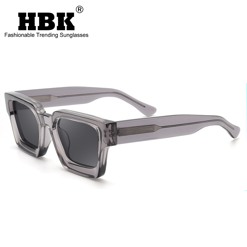 

Sunglasses HBK TAC Thick Crystal Acetate Square Men High Quality Driving Glasses Women Fashion Brand Designer UV400 Case 230202