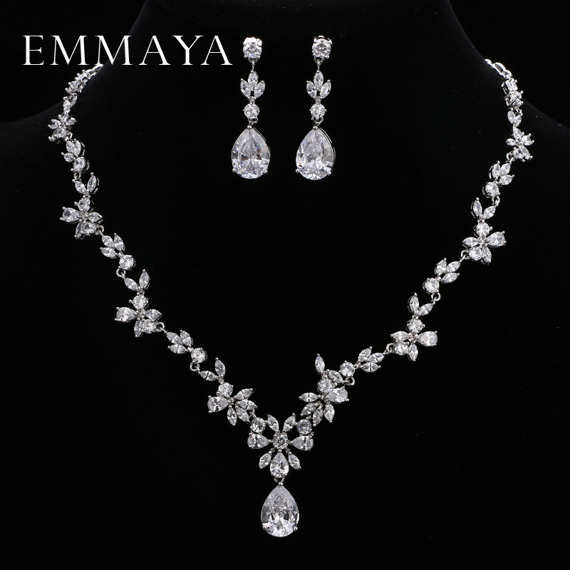 

Wedding Jewelry Sets EMMAYA Brand Gorgeous AAA CZ Stones Set White Crystal Flower Party For Women 230202