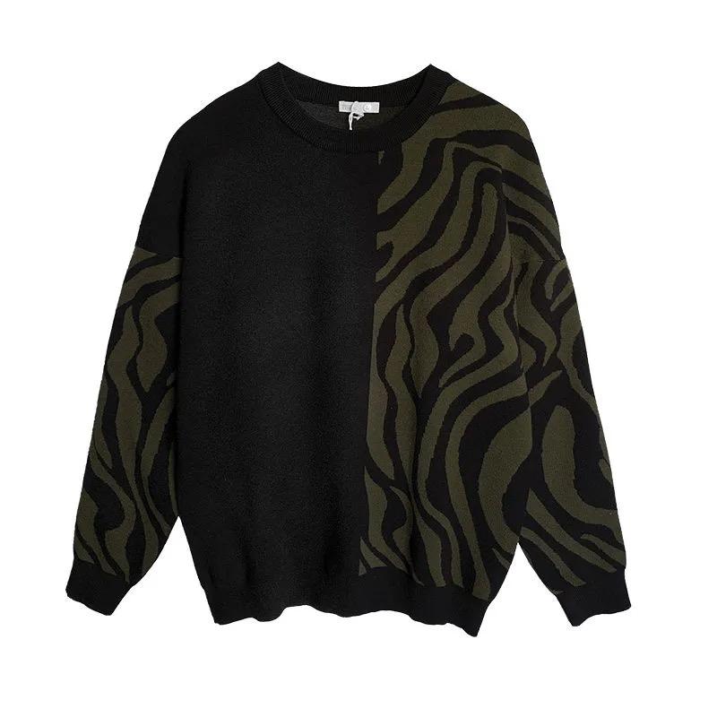 

Men's Sweaters Leisure Striped O-Neck Men Black Knitted Sweater Long Sleeve Pullover Female 2023 Warm Autumn SweaterMen's, As shown asian size